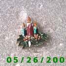 Candles and Holly Pin     C004