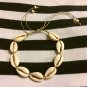 Tan Cord Anklet with Sliding Knot & Natural Cowrie Shells Hawaiian Beach Surfer