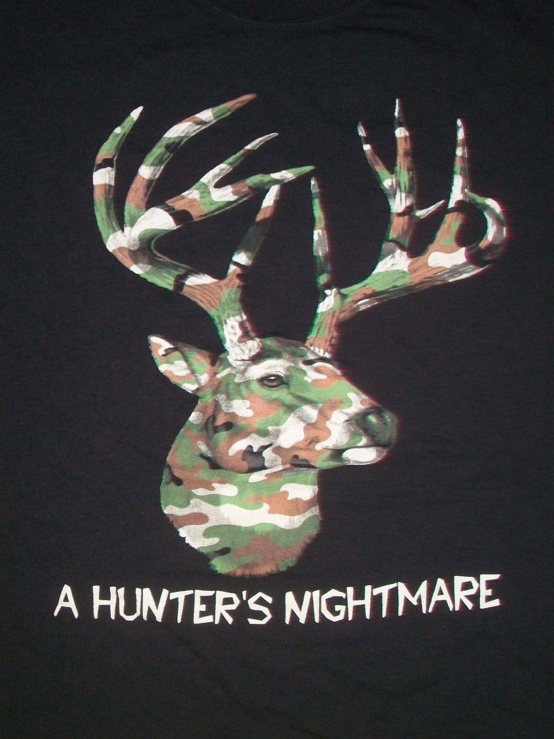 HUNTER NIGHTMARE CAMOUFLAGE CAMO DEER t shirt L outdoor animal moose hunt camp