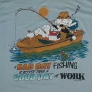 vintage FISHING BETTER THAN WORK FISH CAT t shirt L funny fishing pole vacation