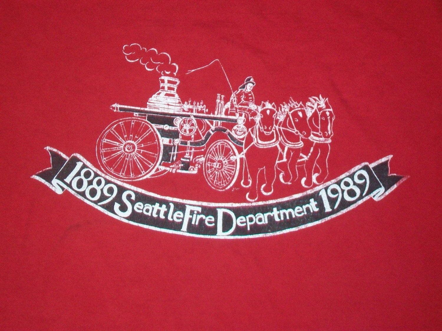 SEATTLE FIRE DEPARTMENT 100TH ANNIVERSARY t shirt 2XL souvenir horse drawn