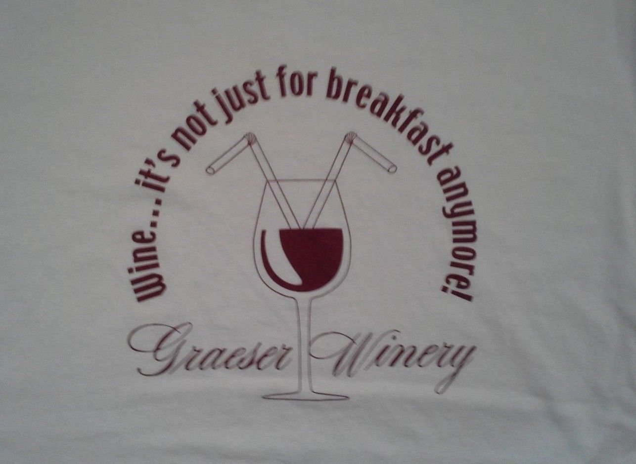 WINE NOT JUST FOR BREAKFAST t shirt M beer alcohol party funny