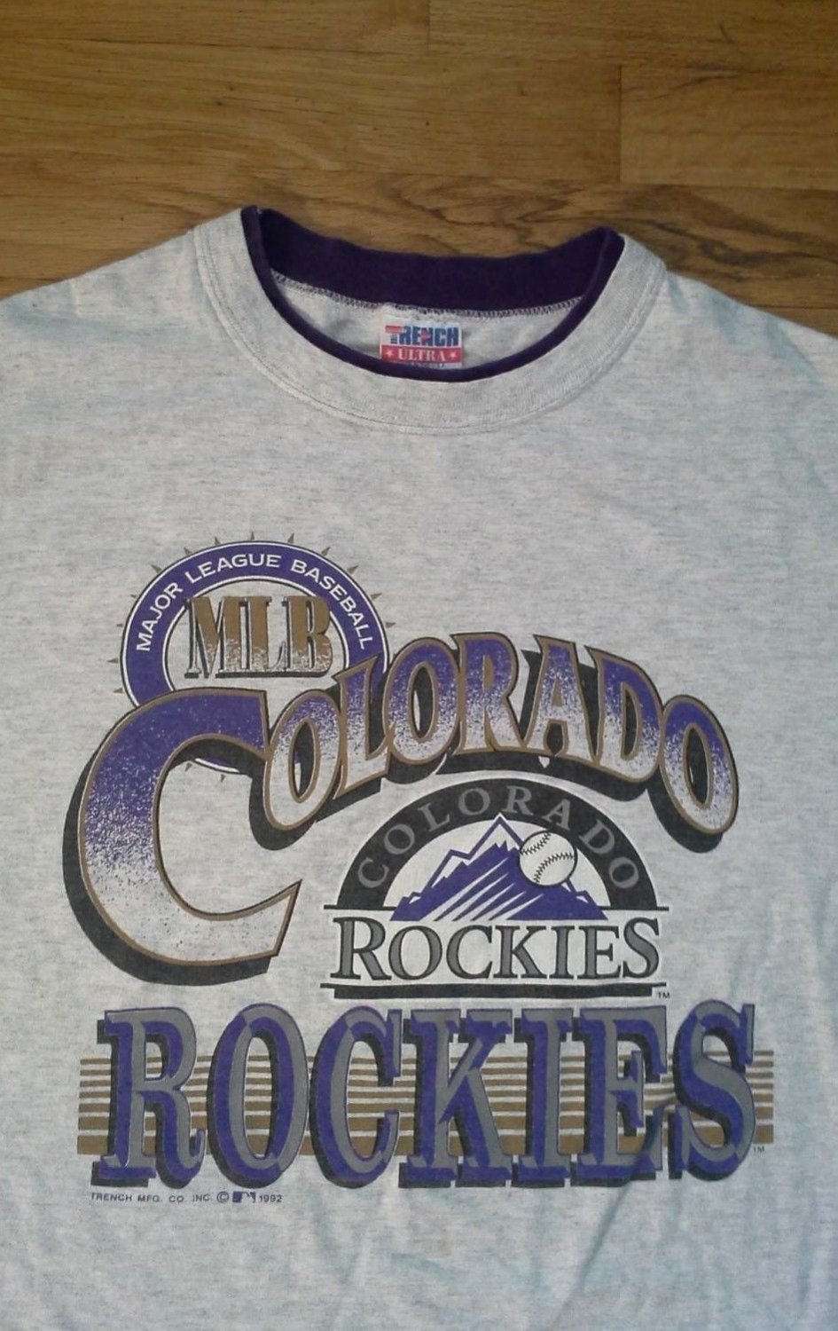 vintage COLORADO ROCKIES BASEBALL TEAM ringer t shirt L denver broncos