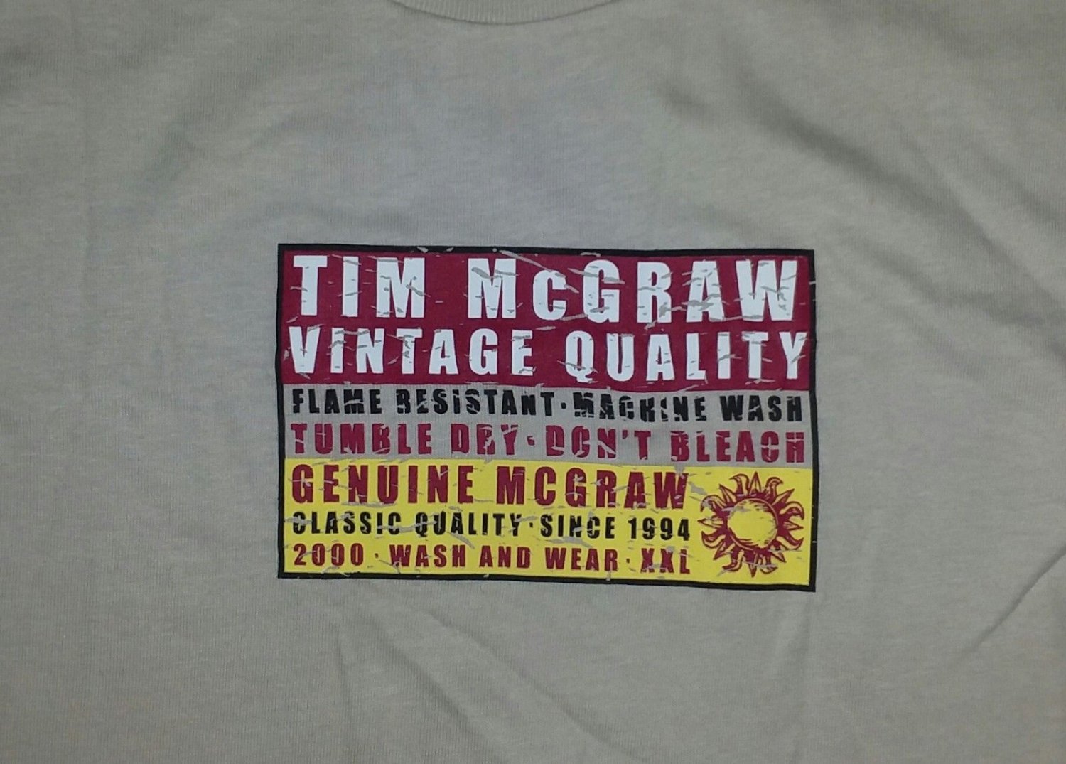 rare TIM McGRAW VINTAGE QUALITY FASHION t shirt XL NEW guitar country western