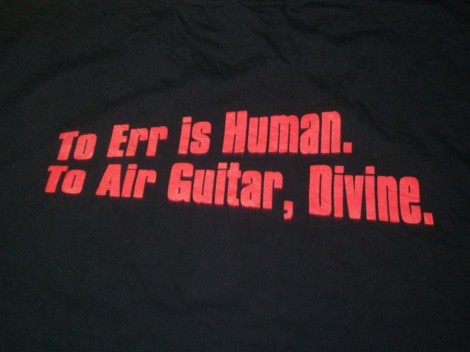 ERR IS HUMAN AIR GUITAR NATION DEVINE t shirt L hard rock metal iron maiden