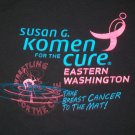 SUSAN G KOMEN WRESTLING FOR THE CURE black t shirt Small 50/50 pink october