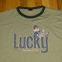 LUCKY CHARMS CEREAL LEPRECHAUN ringer t shirt L 50/50 04302019