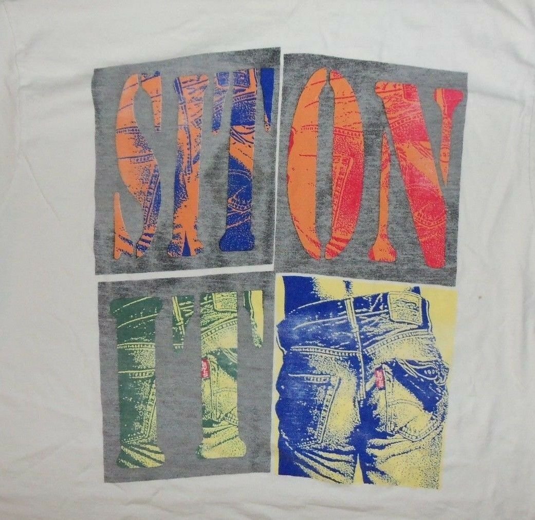vintage LEVIS JEANS SIT ON IT DISTRESSED t shirt M medium fashion 04192019