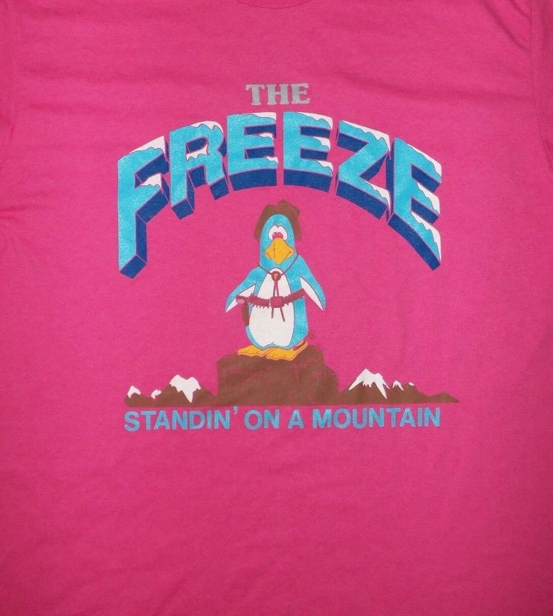 THE FREEZE STANDING ON A MOUNTAIN pink t shirt L 50/50 country western