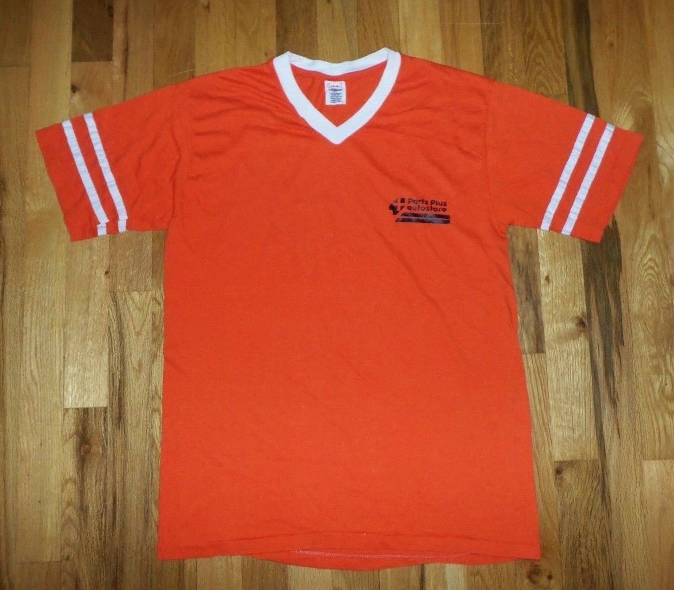 AUTO PARTS PLUS SOFTBALL BASEBALL JERSEY vintage orange t shirt L 50/50 03302019