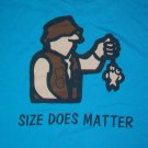 funny COLLEGE FRAT SIZE DOES MATTER FISH blue t shirt 2XL party beer 05012010