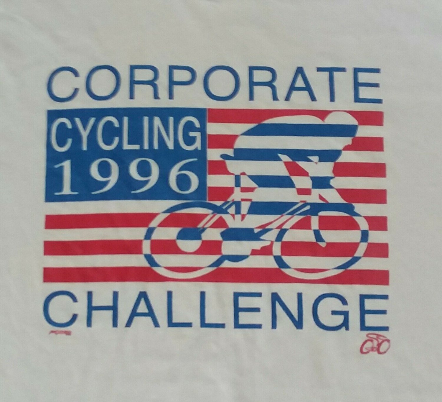 vintage BICYCLE CYCLING AMERICAN FLAG t shirt L 50/50 race racing 04282019