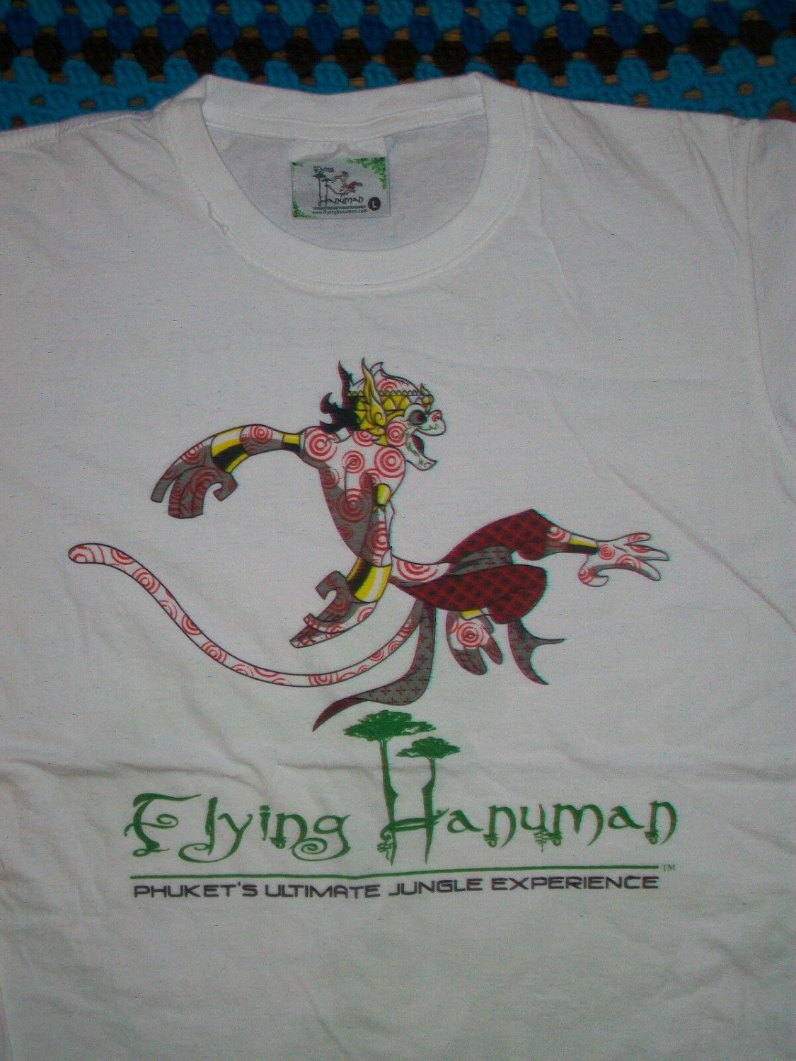 FLYING HANUMAN ZIPLINE JUNGLE EXPERIENCE SOUVENIR t shirt L NEW asia