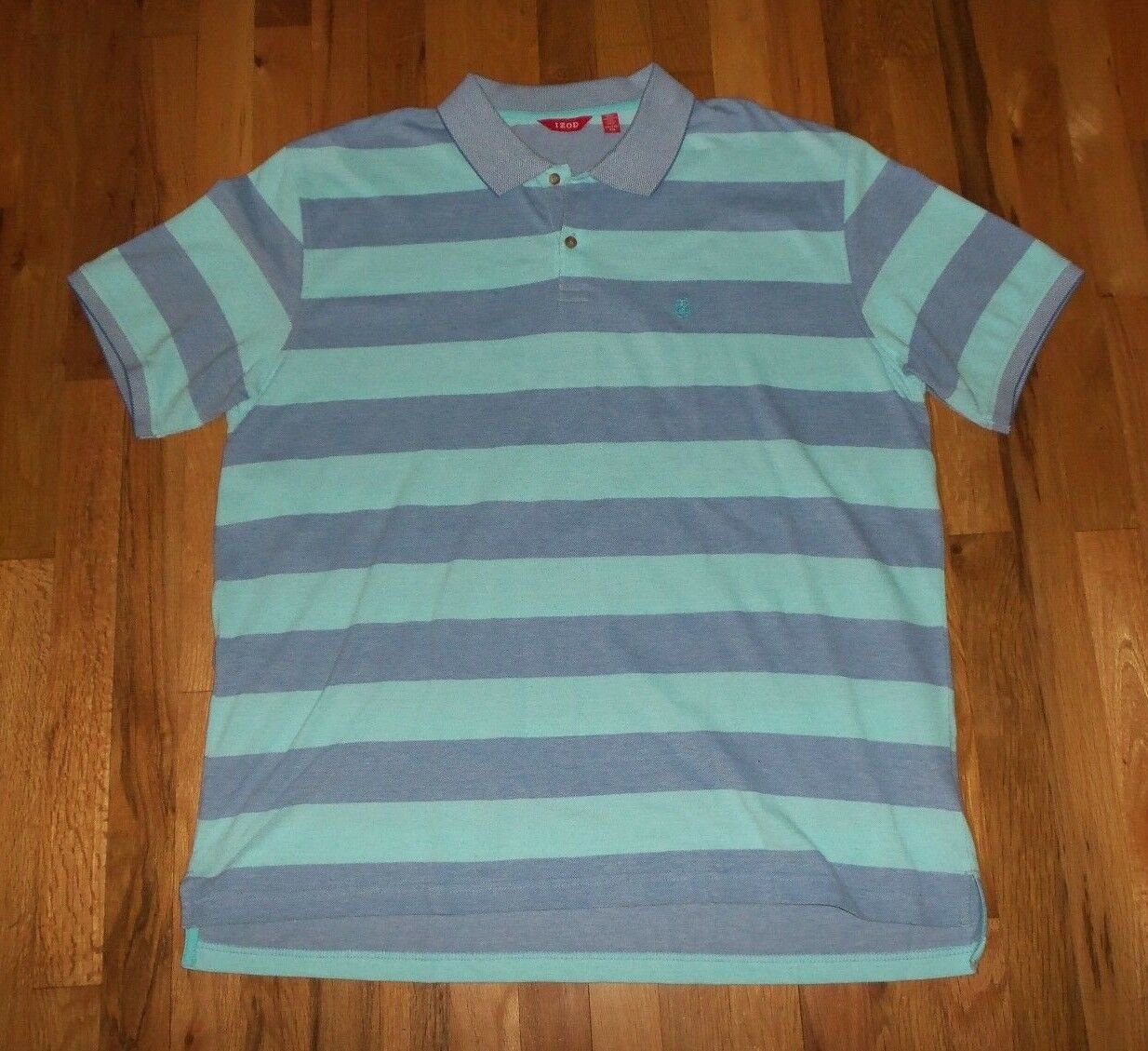NEW IZOD STRIPED BLUE BUTTON UP POLO shirt 2XL nwot fashion sytle