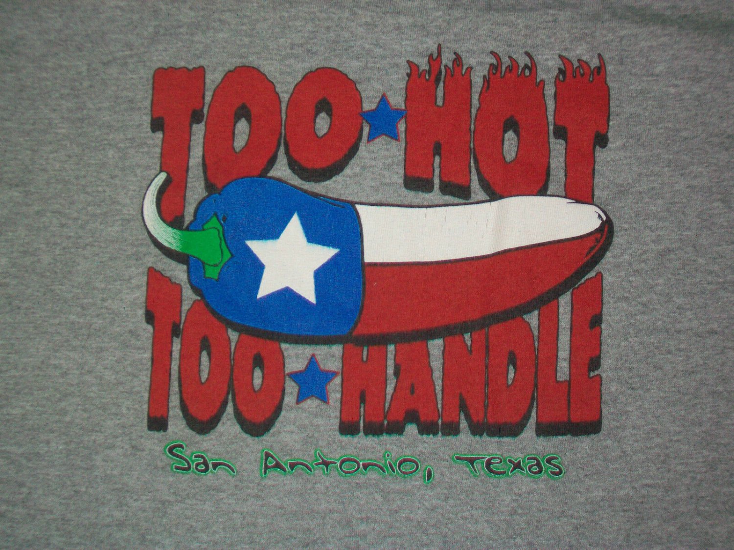 TEXAS LONE STAR FLAG CHILLI PEPPER TOO HOT t shirt M souvenir 04122019