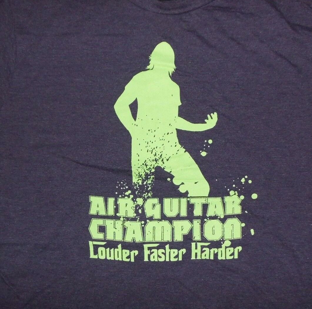 AIR GUITAR CHAMPION LOUDER HARDER FASTER t shirt M NEW nwot iron maiden ac/dc