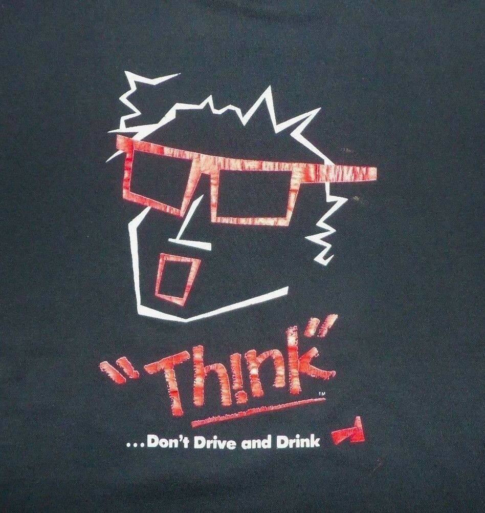 vintage THINK DON'T DRINK AND DRIVE PARTY t shirt XL 50/50 DISTRESSED college