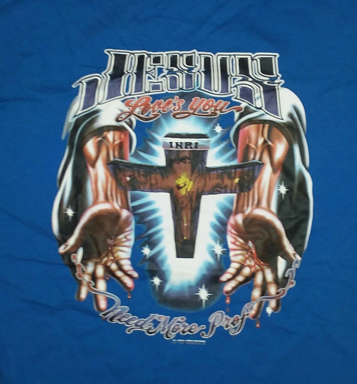 JESUS LOVES YOU NEED MORE PROOF CROSS t shirt L GOD Christ bible prayer 03272019