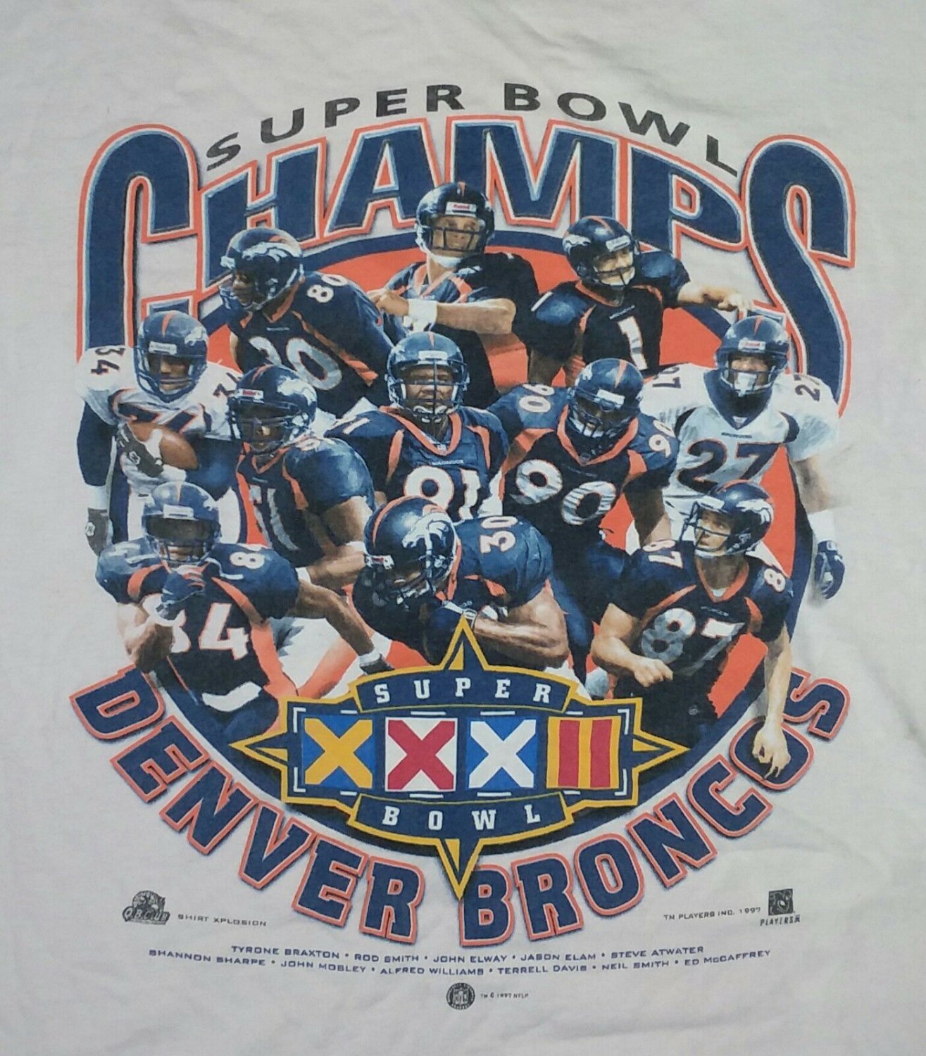 DENVER BRONCOS JOHN ELWAY SUPER BOWL t shirt L faded pink football team 04072019