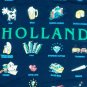 Holland Souvenir Tulips Goat Beer Ganja blue t shirt L europe vacation 08262019