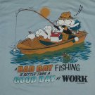 Cat Fishing Better Than Work Fish vintage t shirt L funny fishing pole vacation