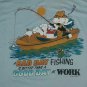 Cat Fishing Better Than Work Fish vintage t shirt L funny fishing pole vacation