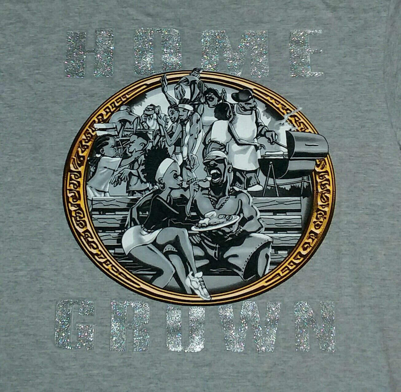 Rap Hip Hop Hood Home Grown BBQ t shirt M NEW nwot 50/50 compton 09082019