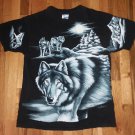 Snow White Wolf Mountain animal dog t shirt L tie dye outdoor 08172019