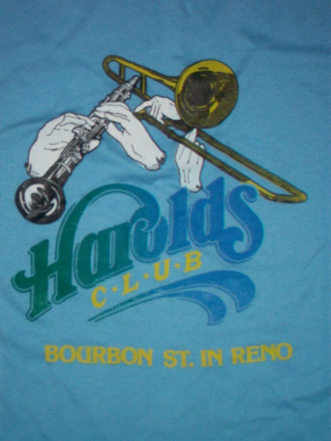 Harolds Club Bourbon Street Reno Jazz vintage t shirt M L poker chip saxophone