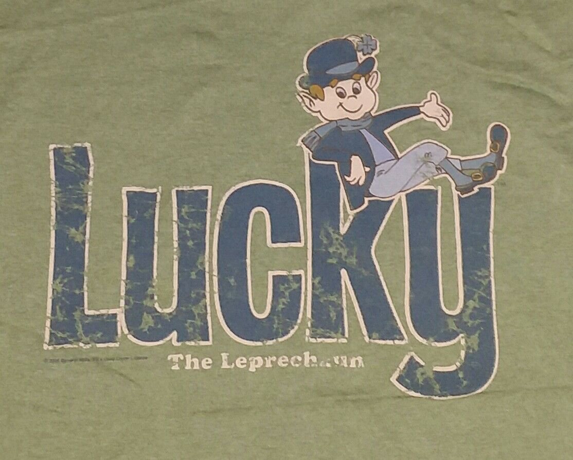 Lucky Charms Cereal Leprechaun ringer t shirt L 50/50 08242019