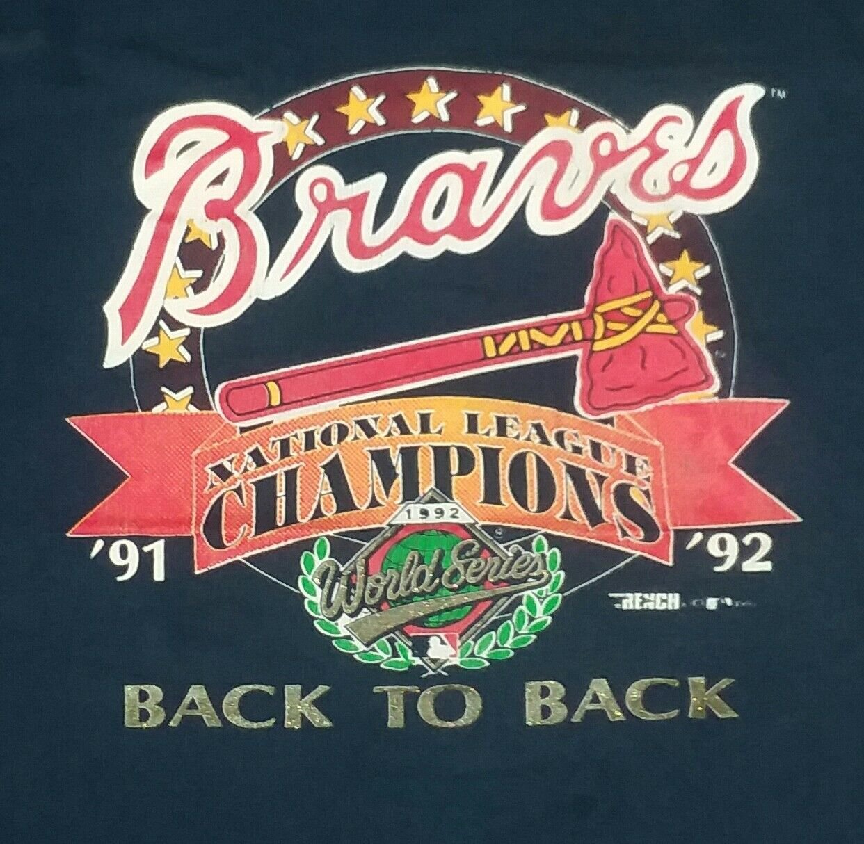 Atlanta Braves Back 2 Back World Series Champions vintage t shirt XL X-Large A3