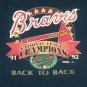 Atlanta Braves Back 2 Back World Series Champions vintage t shirt XL X-Large A3