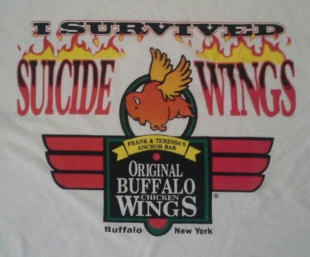 Hot Sauce Buffalo Wings Anniversary white t shirt M new york