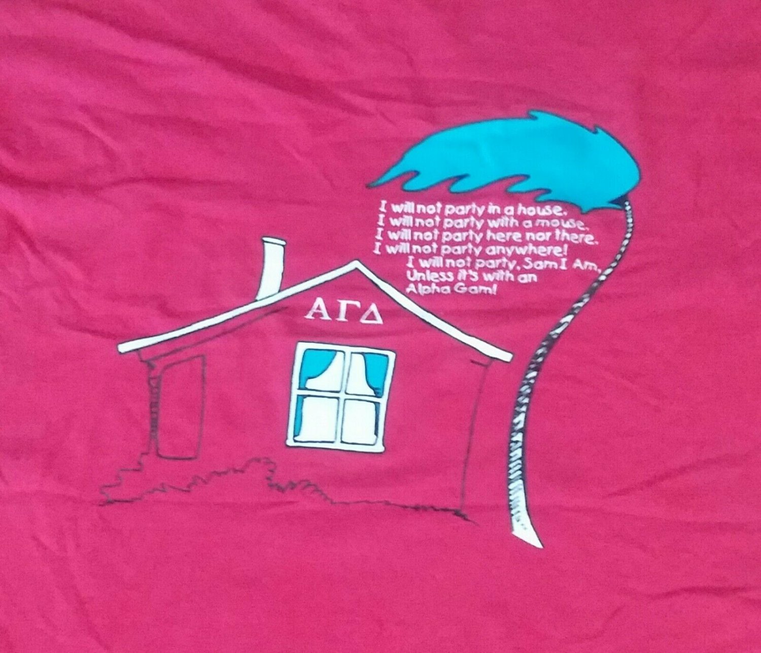 College Frat party Dr Suess Sam I Am theme vintage t shirt L alpha gamma delta