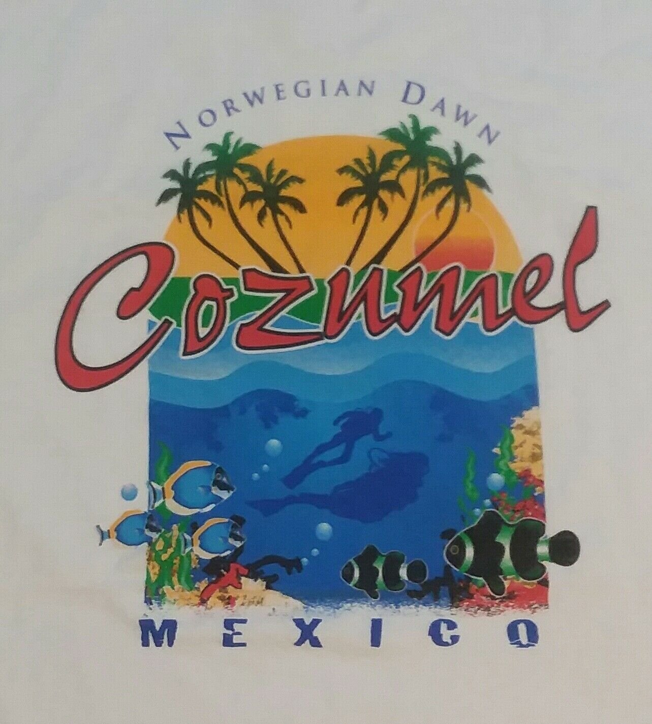 Scuba Diver Down Mexico Souvenir white t shirt XL new vacation ocean tropical