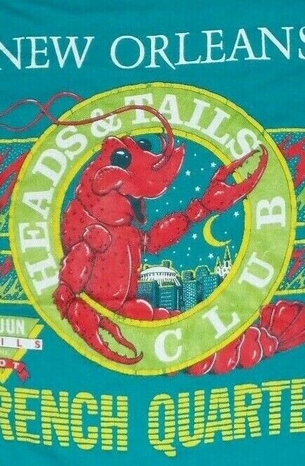 New Orleans French Quarters Crawfish Heads Tails Club vintage t shirt XL 1015201