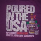 Raspberry Schnapps Poured In USA purple t shirt L 50/50 bar party bartender