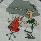 BAR-B-QUE BBQ BAR-B-Q Dad Where There's Smoke white t shirt M summer fun 091619