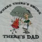 BAR-B-QUE BBQ BAR-B-Q Dad Where There's Smoke white t shirt M summer fun 091619