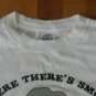 BAR-B-QUE BBQ BAR-B-Q Dad Where There's Smoke white t shirt M summer fun 091619