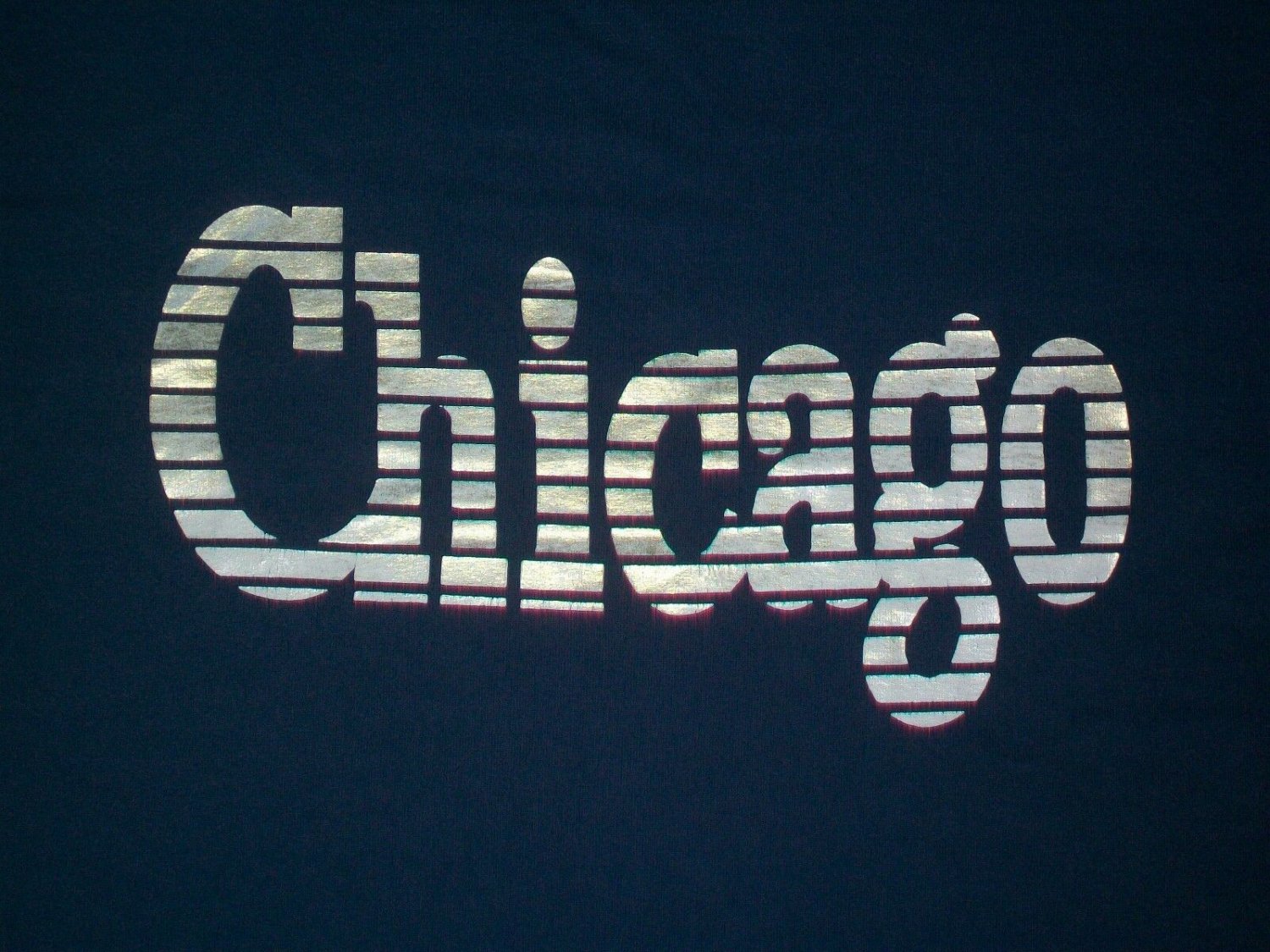 vtg Chicago Souvenir silver ink blue t shirt L city bears cubs bulls 06182019