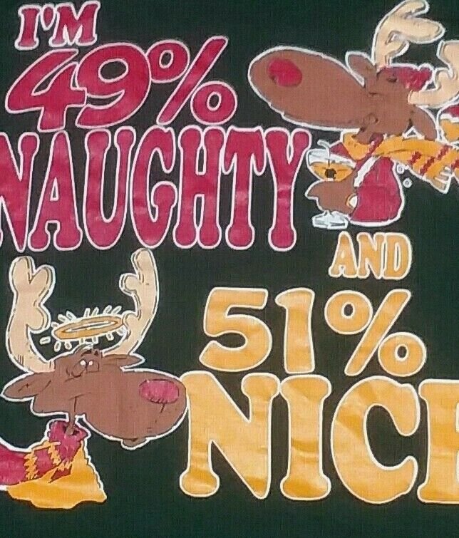Christmas Rudolph Reindeer Naughty Nice t shirt XL santa claus old savvy tag