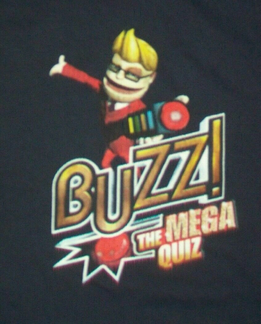 SONY PS2 Buzz The Mega Quiz Video Game rare vintage t shirt M PS4 xbox one