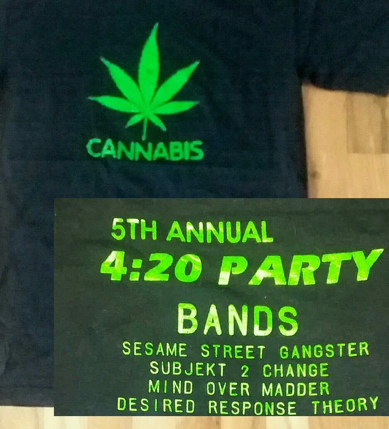 Cannabis Marijuana Concert Pot Leaf 5TH annual 420 4:20 vintage black t shirt S