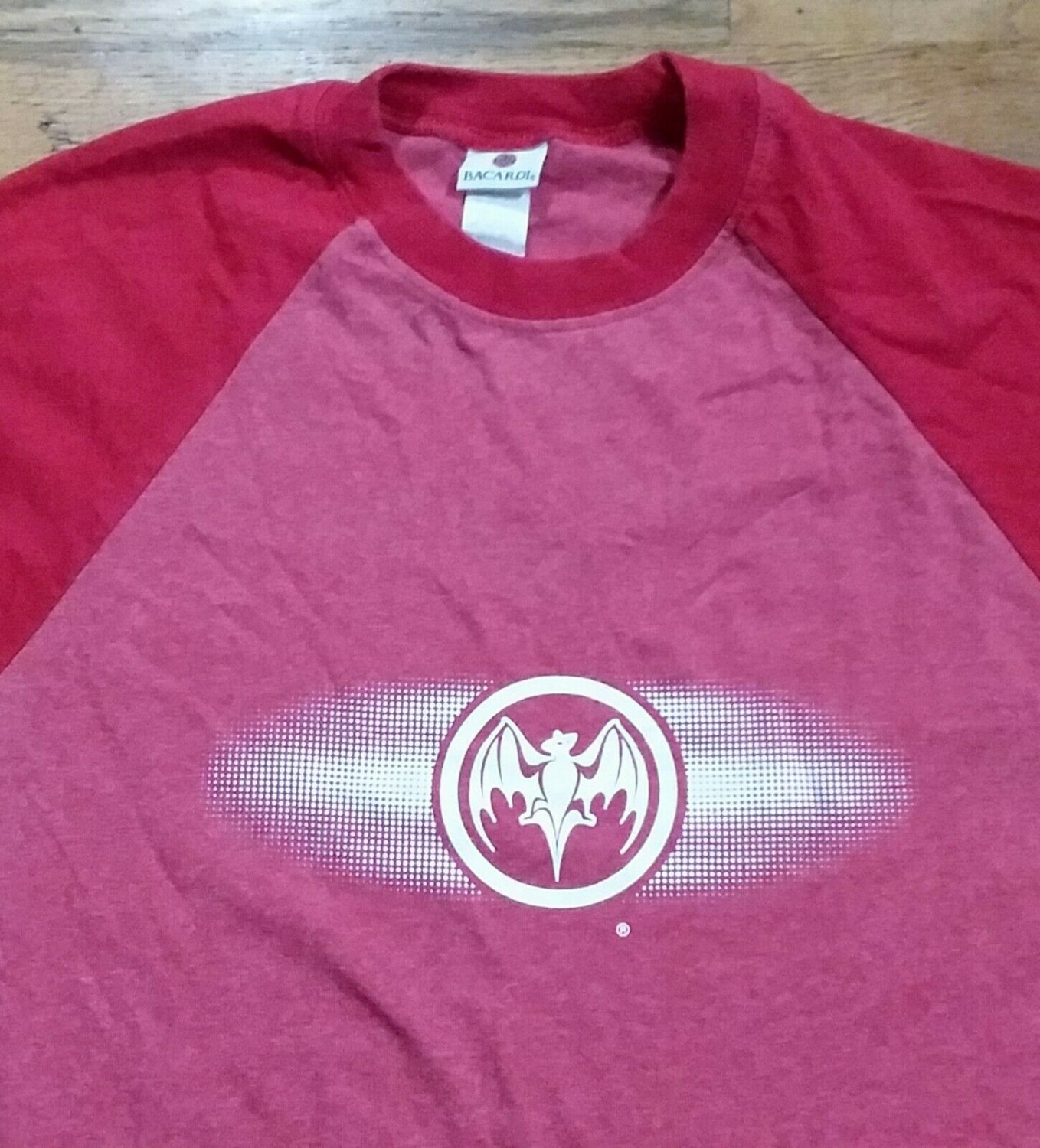 Bacardi Rum Logo Bat jersey t shirt L 60/40 Large alcohol long sleeve