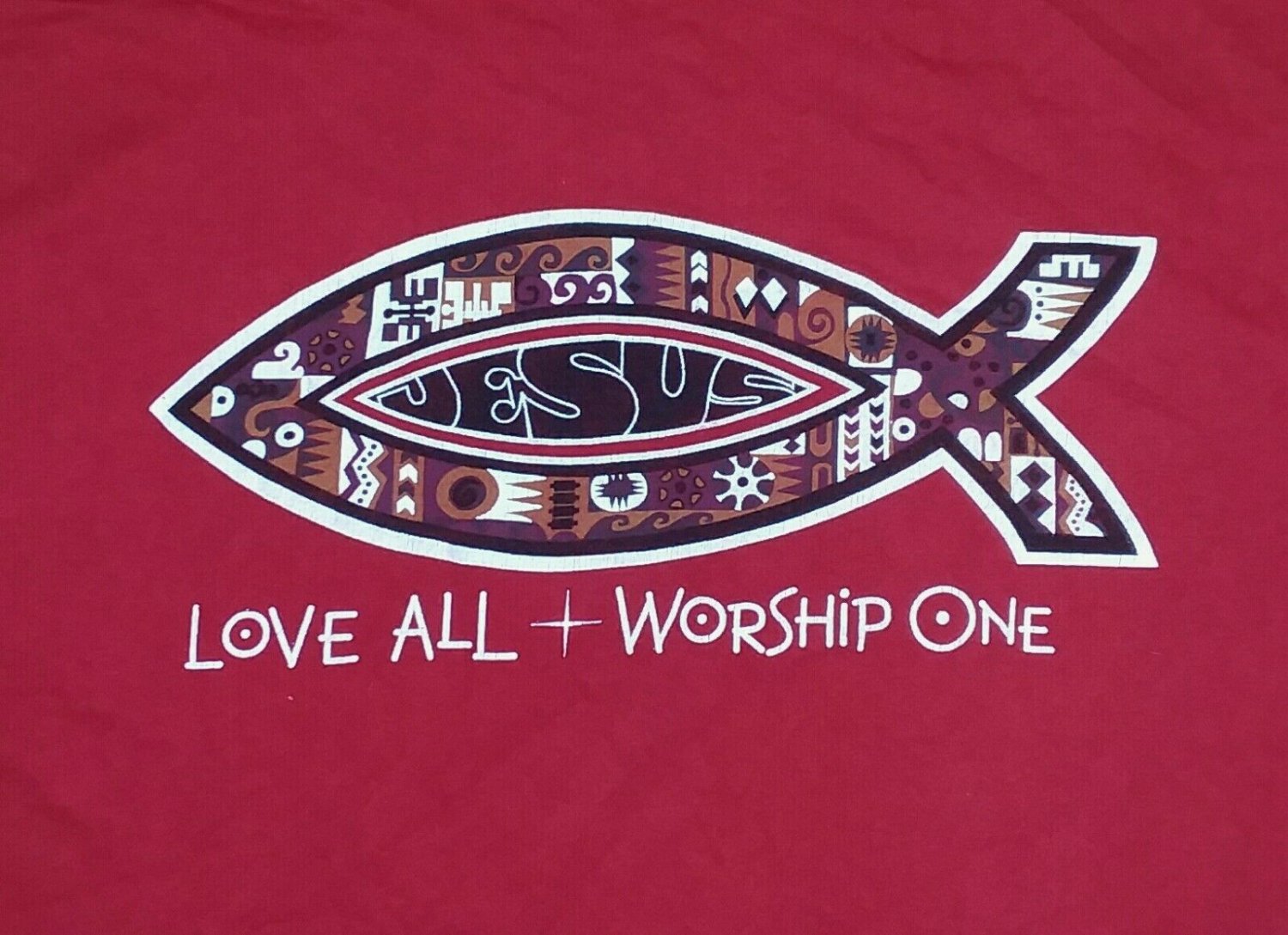 God Jesus Christ Love All One Worship Fish t shirt XL cross X-Large