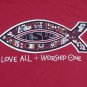 God Jesus Christ Love All One Worship Fish t shirt XL cross X-Large