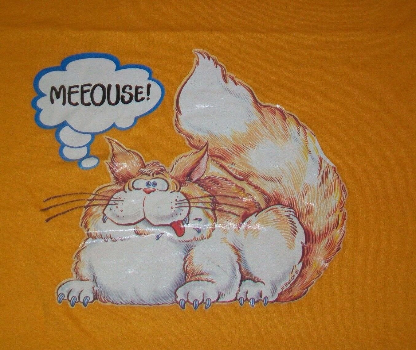 Cat Kitty Mouse Meow vintage 70s 80s t shirt M 50/50 Medium funny fun