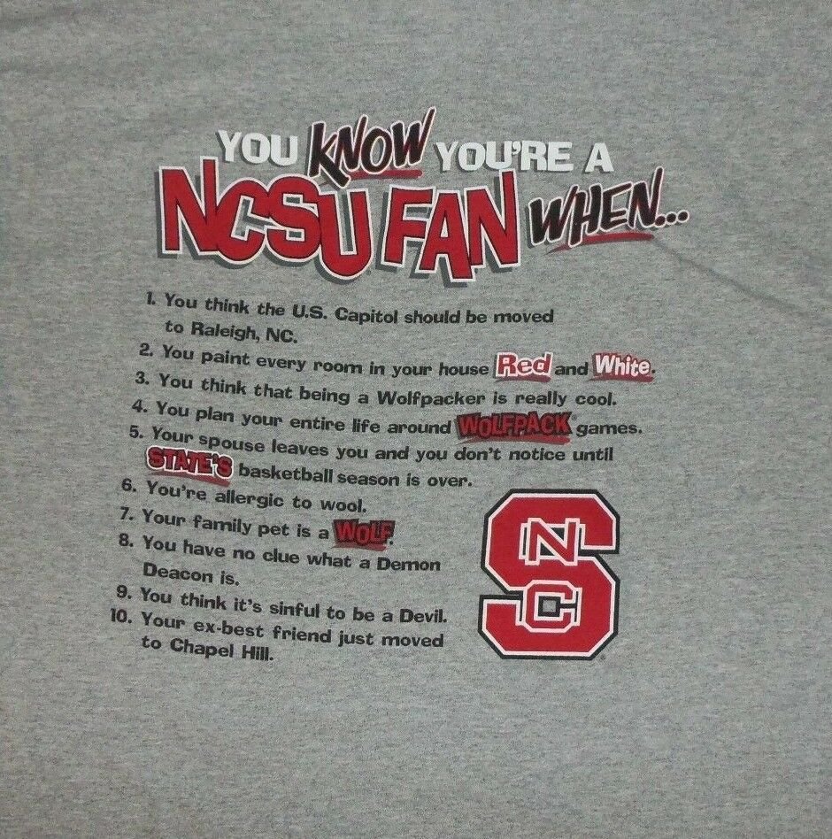 NCSU Wolfpack Fan college football gray t shirt XL NEW basketball baseball