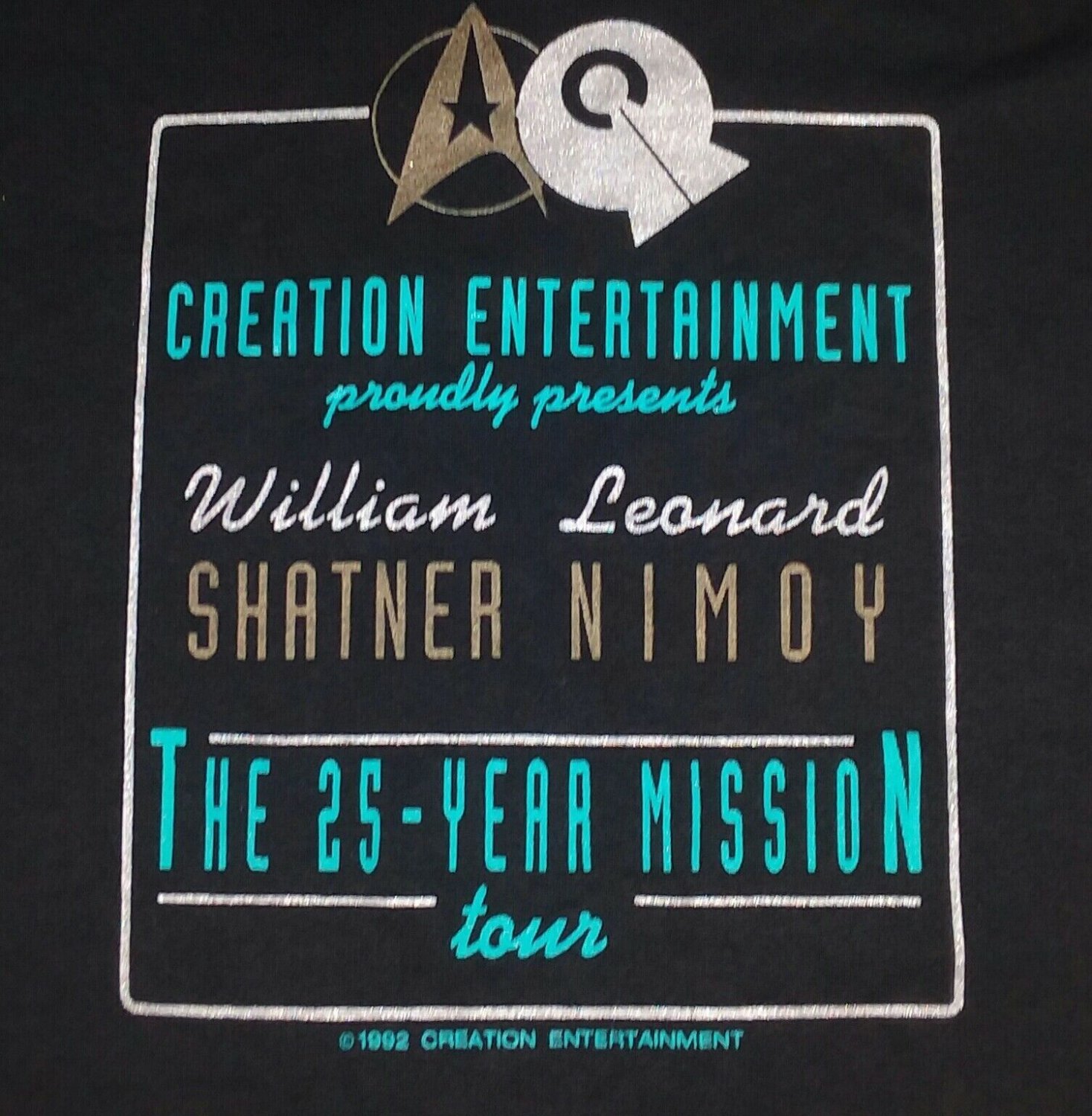 Star Trek Captain Kirk Spock 25 Year Mission Tour vintage t shirt XL 50/50